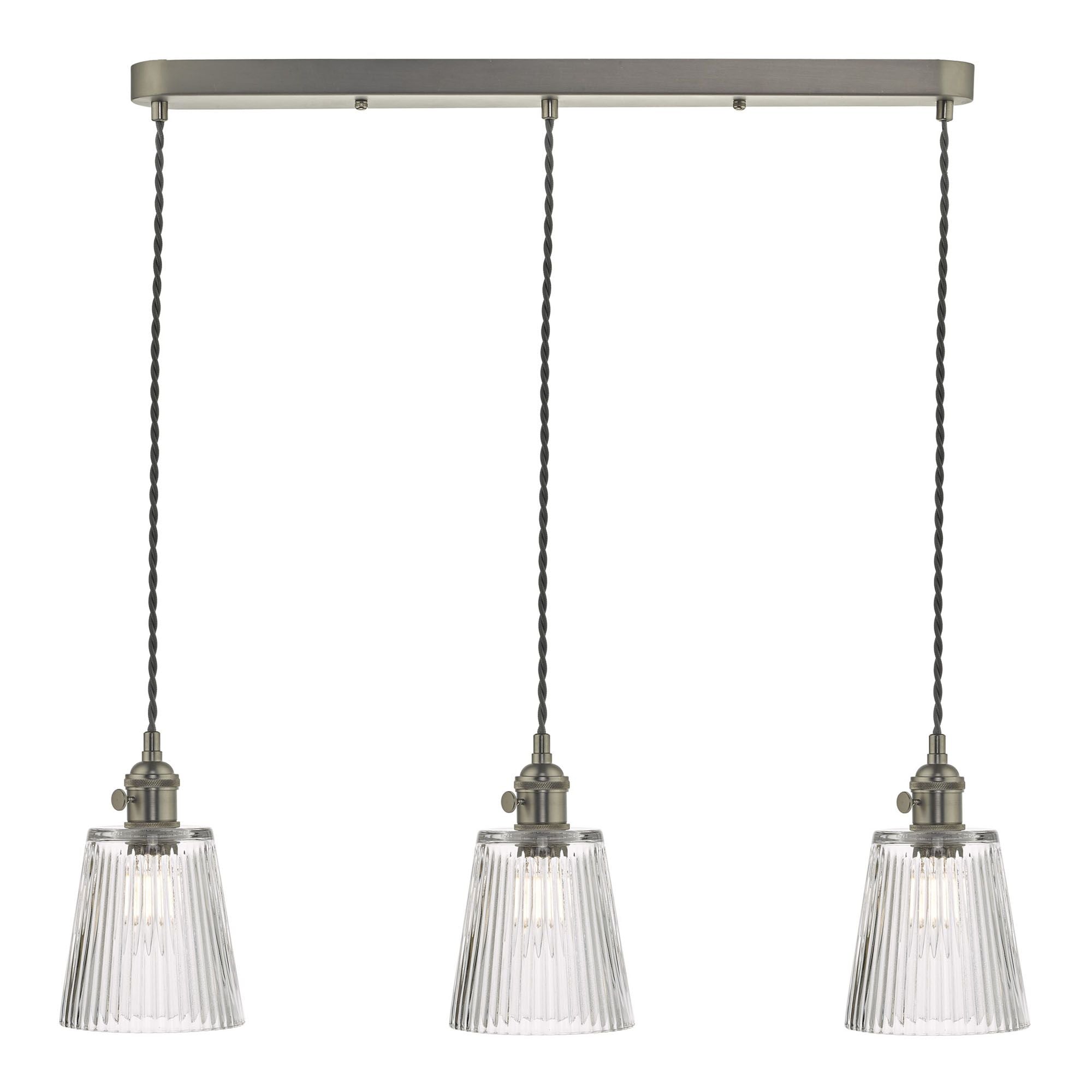 Hadano 3 Light Kitchen Light Antique Chrome & Ceramic -  Various Shapes