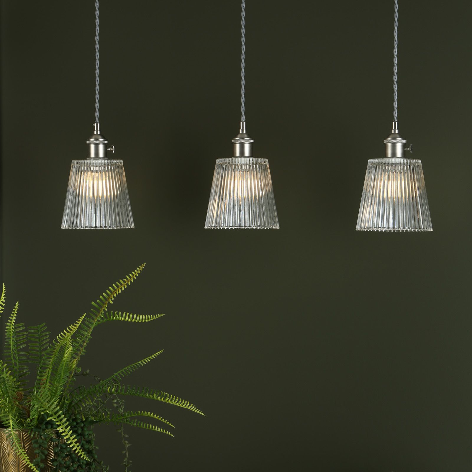 Hadano 3 Light Kitchen Light Antique Chrome & Ceramic -  Various Shapes