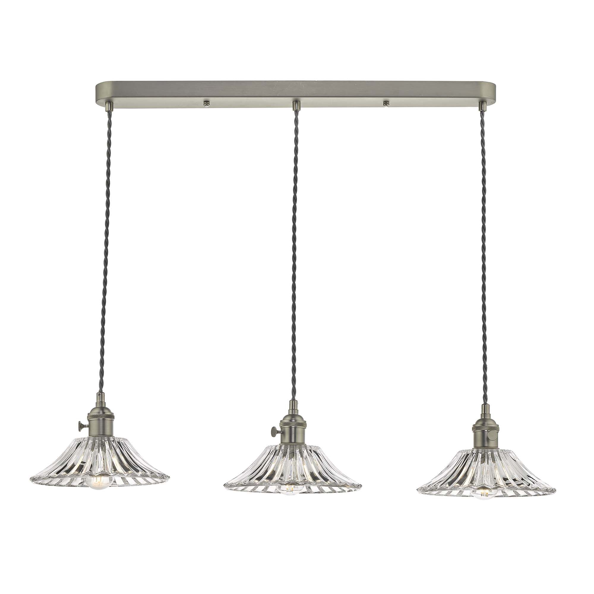 Hadano 3 Light Kitchen Light Antique Chrome & Ceramic -  Various Shapes