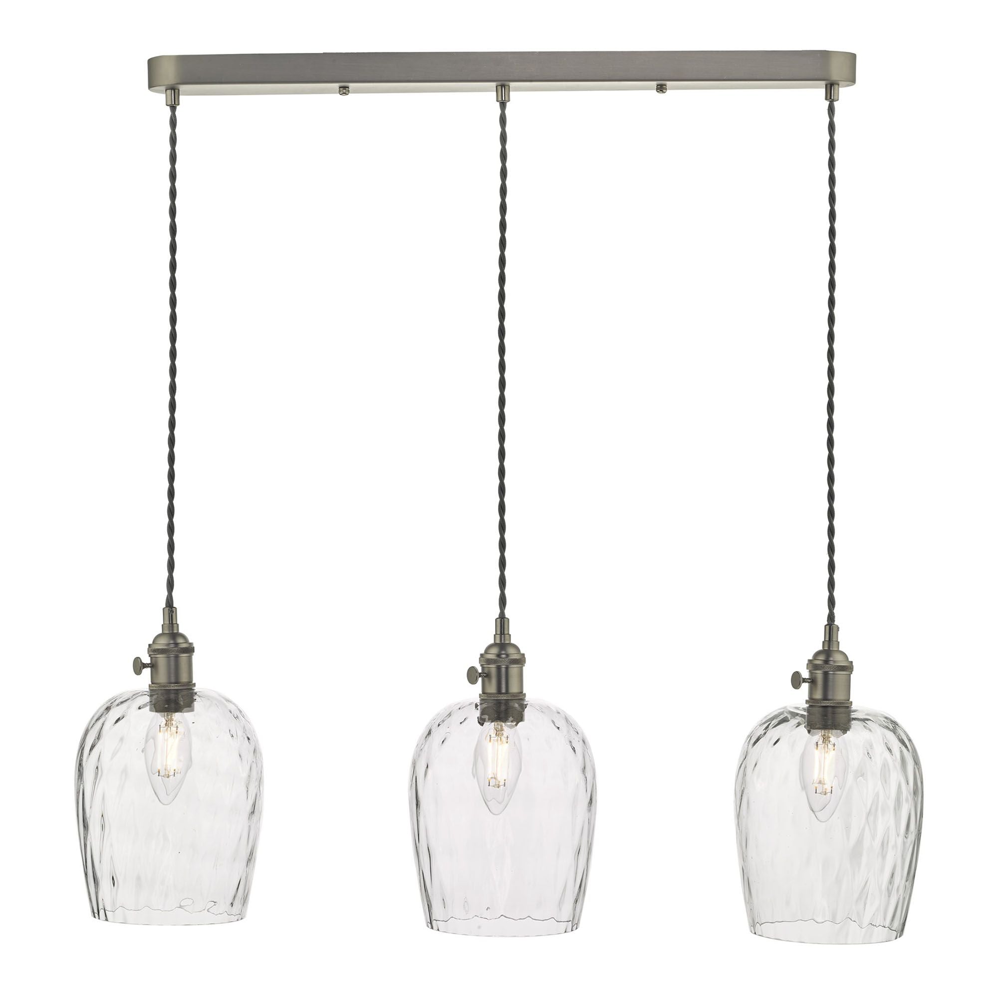 Hadano 3 Light Kitchen Light Antique Chrome & Ceramic -  Various Shapes