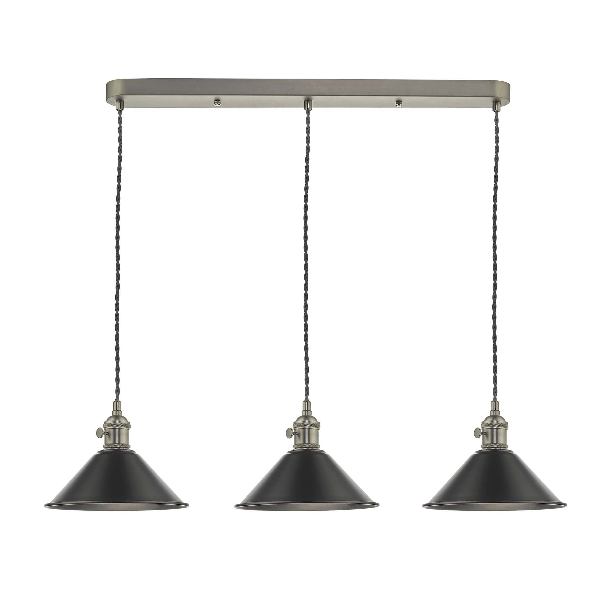 Hadano 3 Light Kitchen Light Antique Chrome & Ceramic -  Various Shapes
