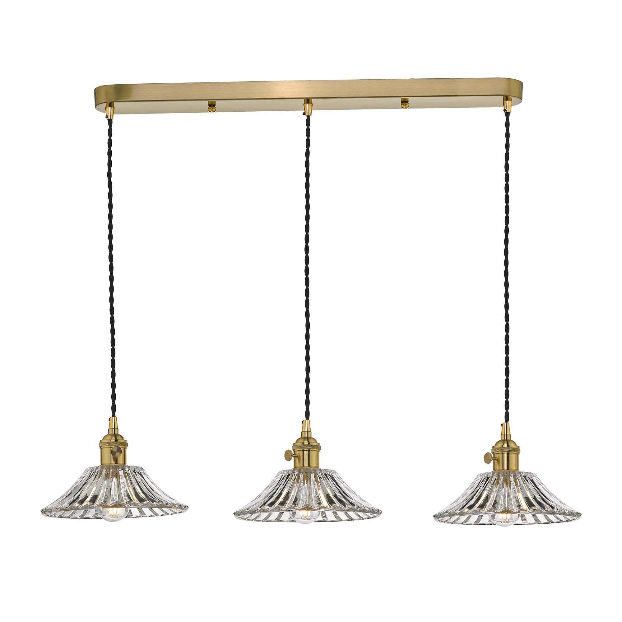 Hadano 3 Light Kitchen Light Antique Chrome & Ceramic -  Various Shapes