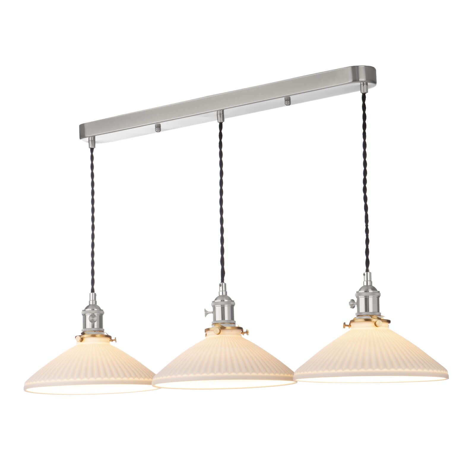 Hadano 3 Light Kitchen Light Antique Chrome & Ceramic -  Various Shapes