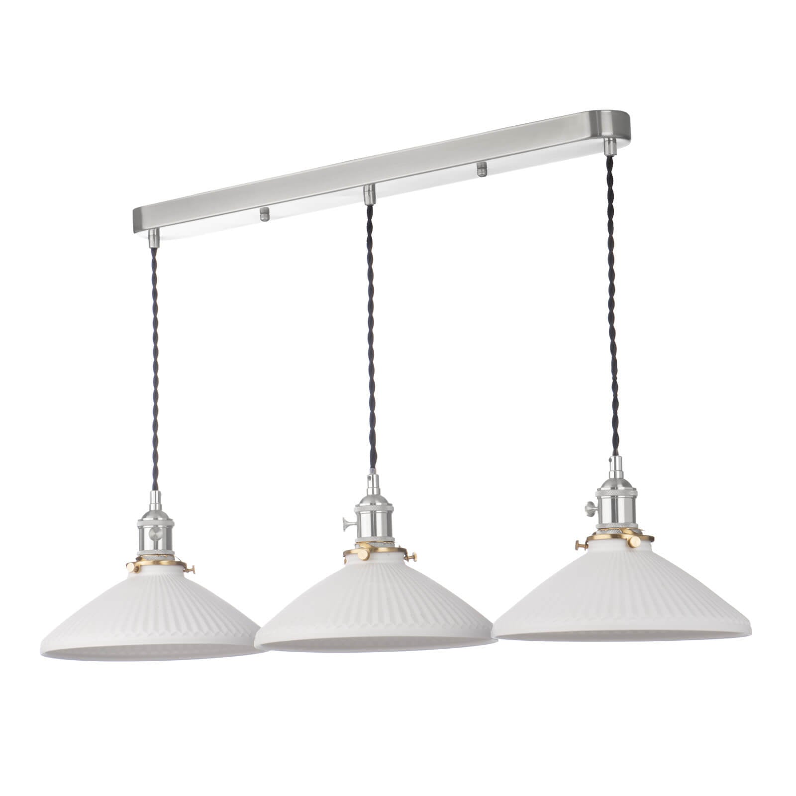 Hadano 3 Light Kitchen Light Antique Chrome & Ceramic -  Various Shapes