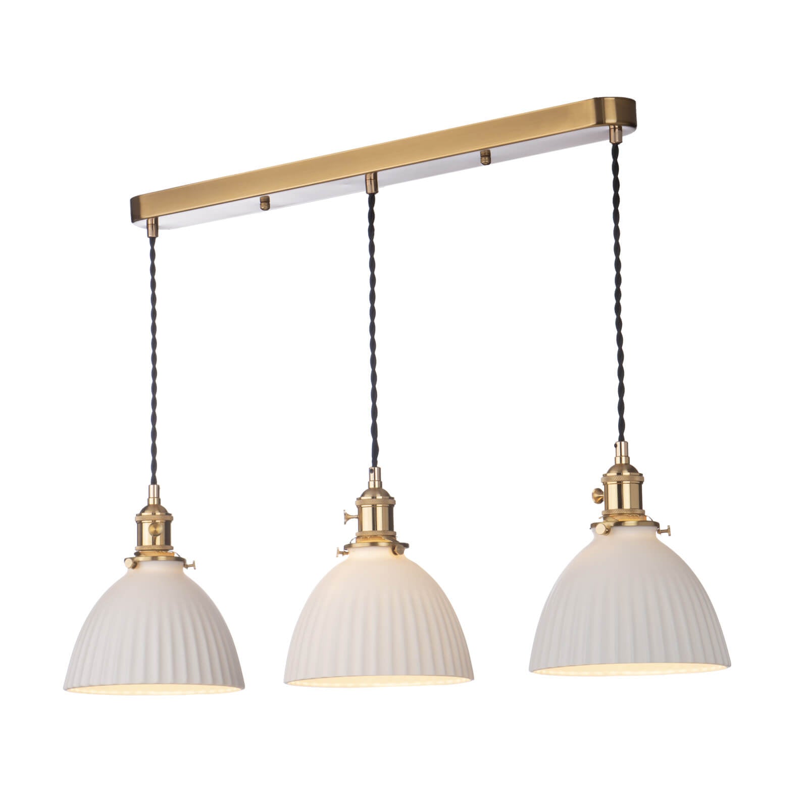 Hadano 3 Light Kitchen Light Antique Chrome & Ceramic -  Various Shapes