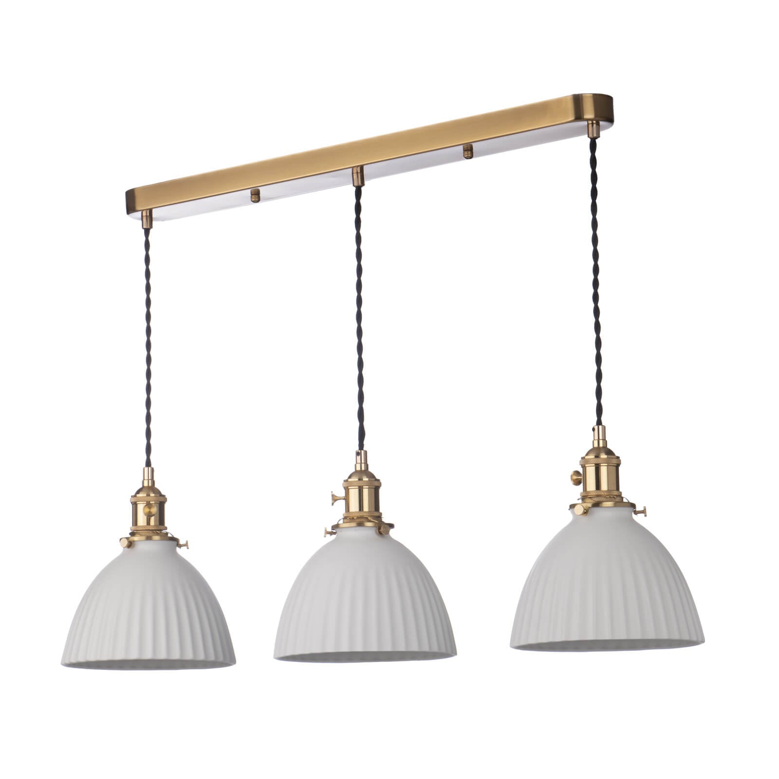 Hadano 3 Light Kitchen Light Antique Chrome & Ceramic -  Various Shapes
