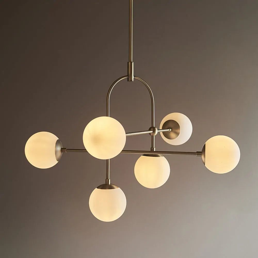 Athena 6L Centre Ceiling Light - Antique Brass & Opal Finish IP20