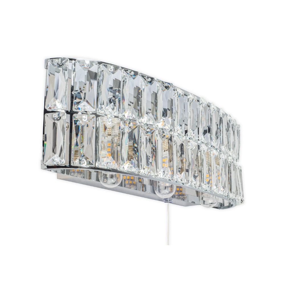 Haley 3 Lt Bathroom Wall Light- Satin Brass/ Polished Chrome