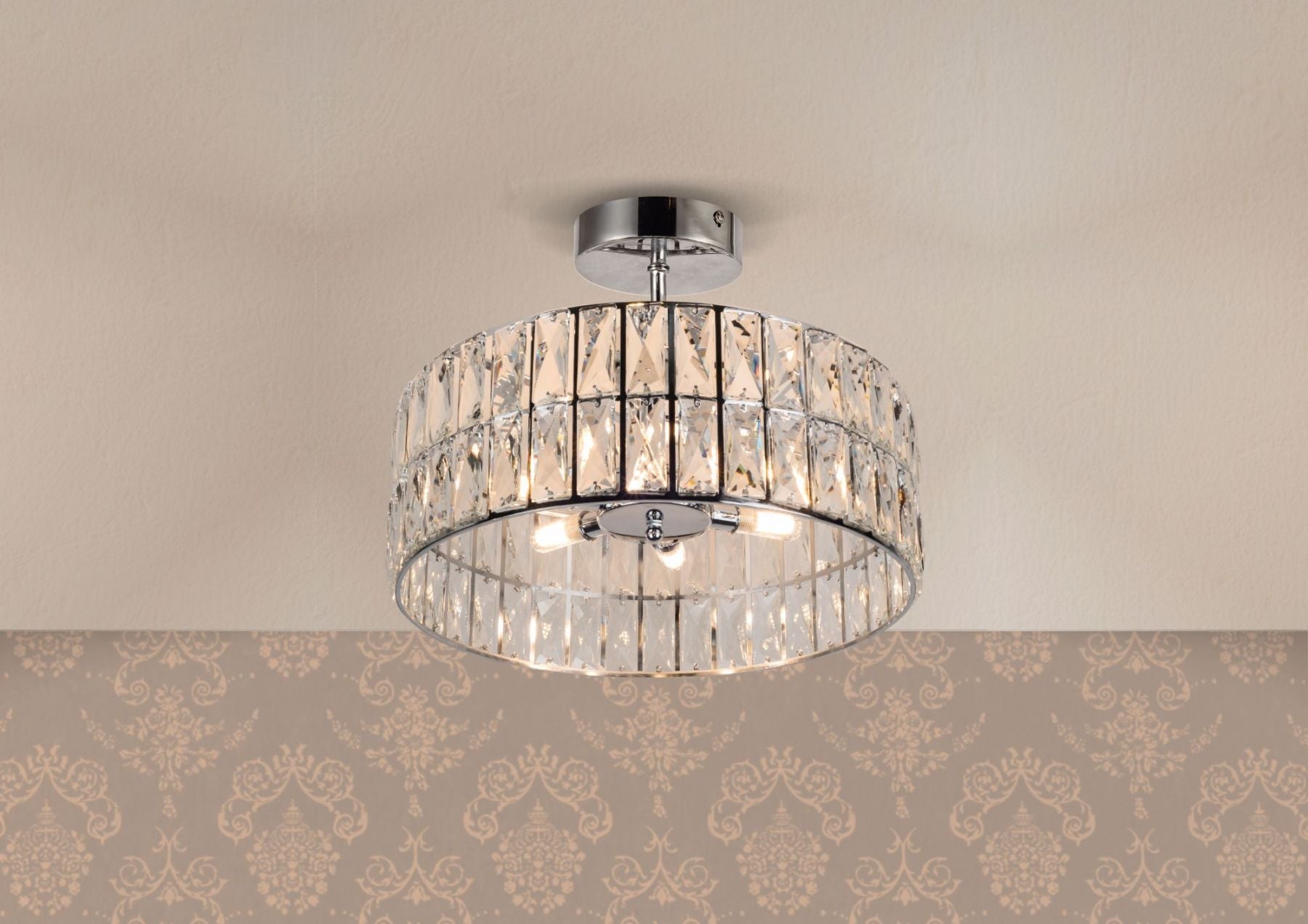 Isla 4/6 Light Polished Chrome/Satin Brass Bathroom Crystal Ceiling Light