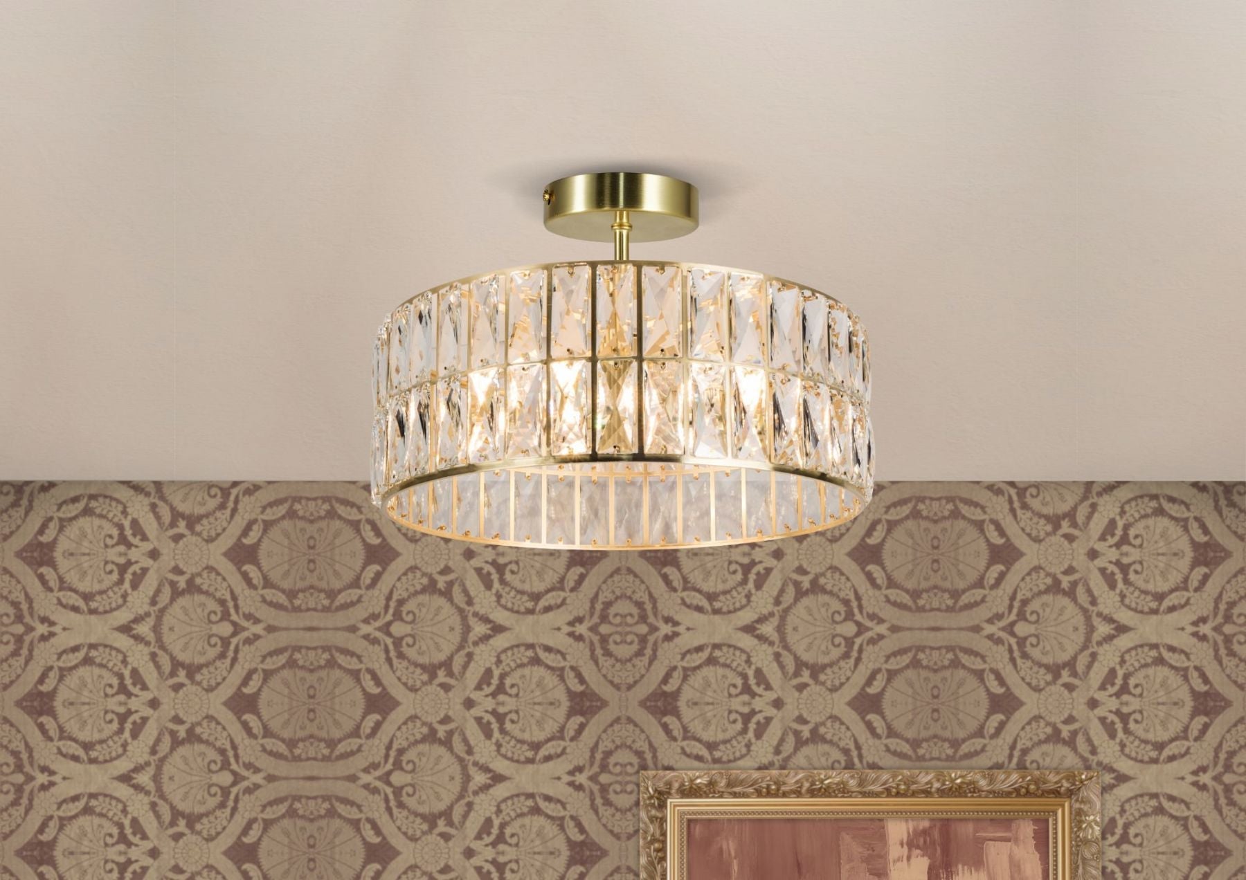 Isla 4/6 Light Polished Chrome/Satin Brass Bathroom Crystal Ceiling Light