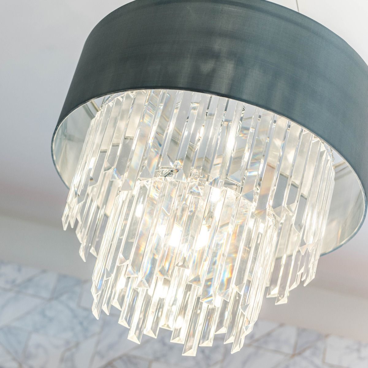 Dar Halle 6Lt Crystal Ceiling Light - Grey & Crystal Finish, IP20