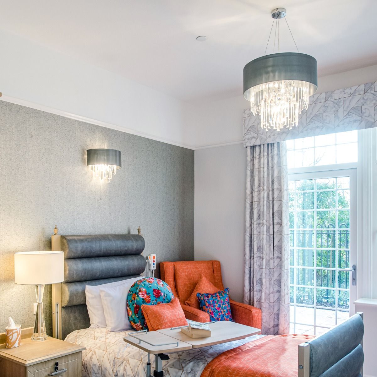 Dar Halle 6Lt Crystal Ceiling Light - Grey & Crystal Finish, IP20