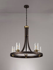 Halo Pendant 3/5 Light E27, Brown Oxide/Bronze With Clear Glass Shades