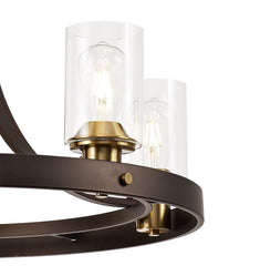 Halo Pendant 3/5 Light E27, Brown Oxide/Bronze With Clear Glass Shades