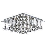 Hanna 4Lt Flush Ceiling Light - Chrome with Clear Crystal Pyramid Drops Finish