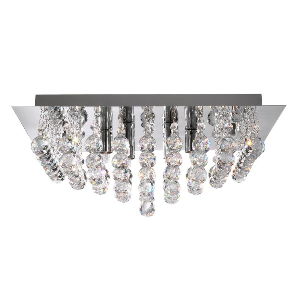 Hanna 6Lt Flush Ceiling Light - Chrome & Clear Crystal Finish