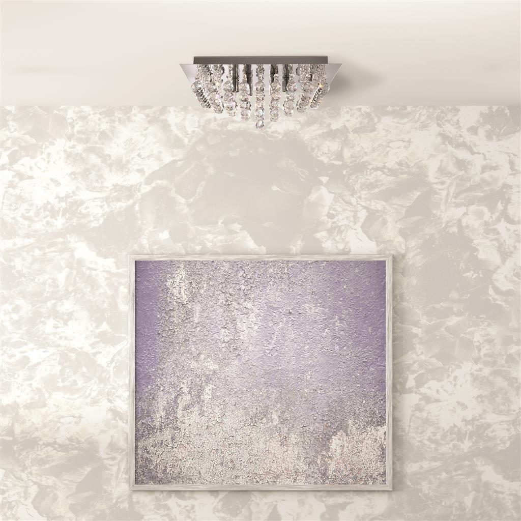 Hanna 6Lt Flush Ceiling Light - Chrome & Clear Crystal Finish
