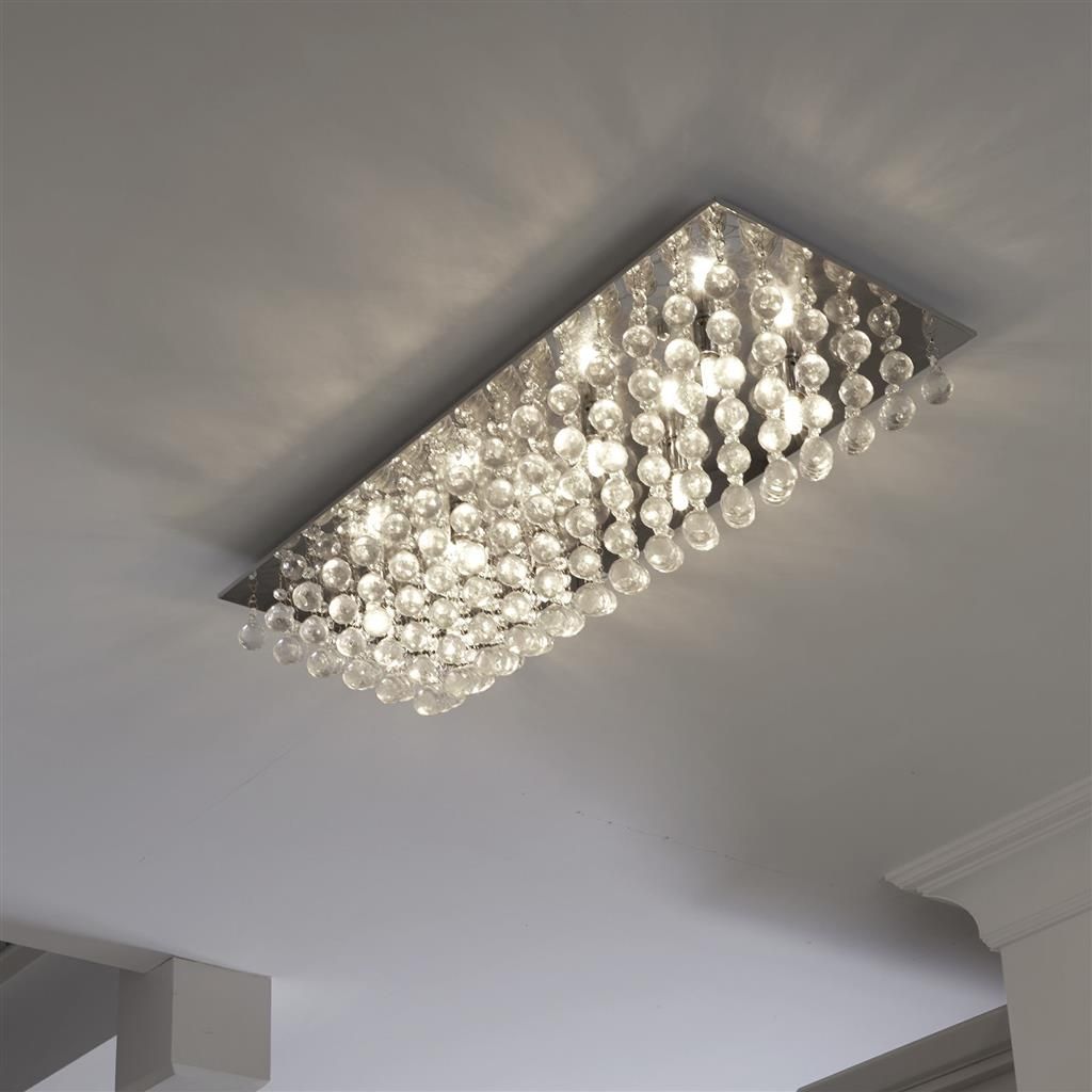 Hanna 8Lt Flush Ceiling Light - Chrome & Clear Crystal Finish