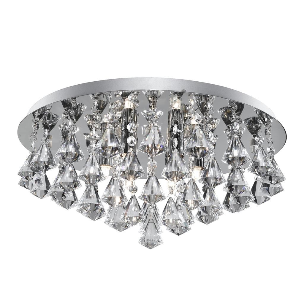 Hanna 6Lt Flush Ceiling Light - Chrome & Clear Crystal Finish