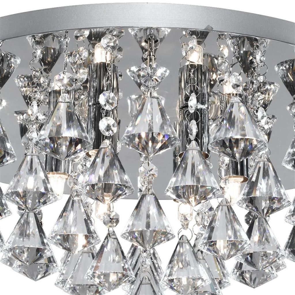 Hanna 6Lt Flush Ceiling Light - Chrome & Clear Crystal Finish