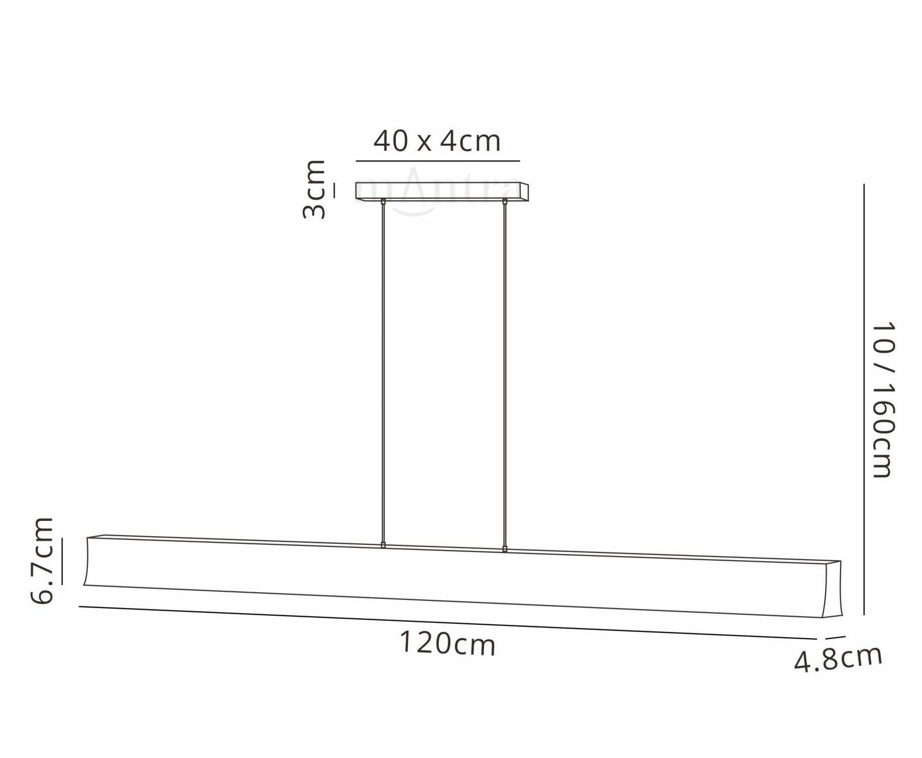 Hanok Linear Pendant 45°/ 110° 38W LED - White/Black Finish, IP20