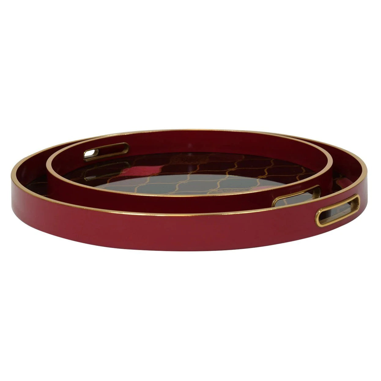 Haralson Trays (Set of 2) - Red & Gold Finish