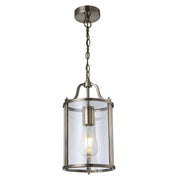 Harold 1Lt/3Lt Round Glass Lantern - Antique Brass / Satin Nickel