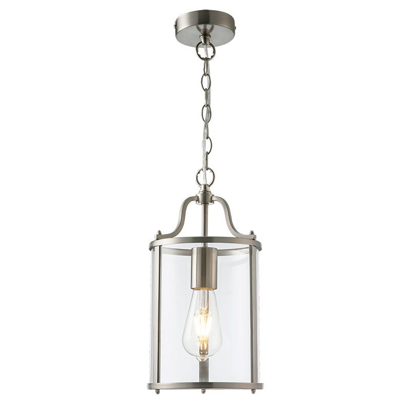 Harold 1Lt/3Lt Round Glass Lantern - Antique Brass / Satin Nickel