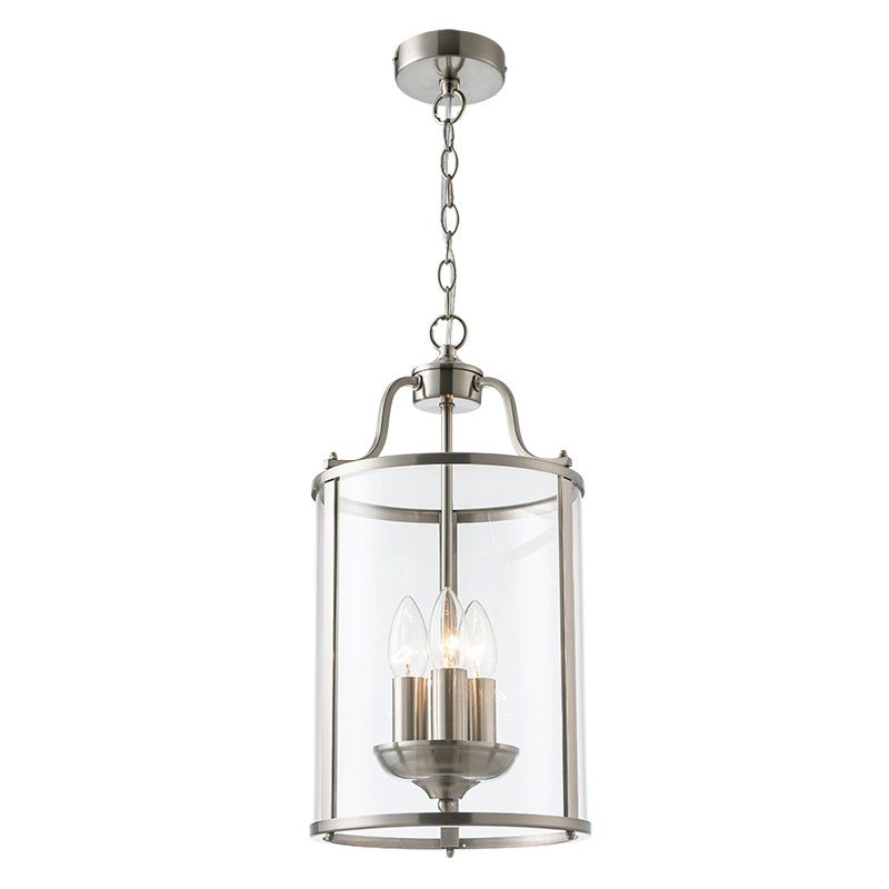 Harold 1Lt/3Lt Round Glass Lantern - Antique Brass / Satin Nickel