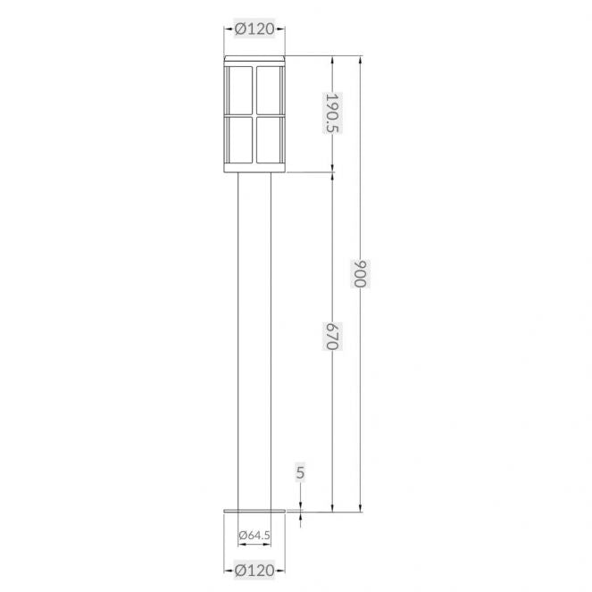 Harrington IP54 Anthracite Post Light Smoked Disffuser - Small and Large