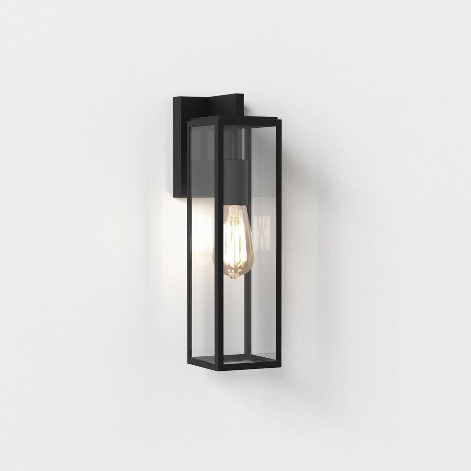 Harvard Lantern Outdoor Wall Light Fixture - Textured Black Finish IP44