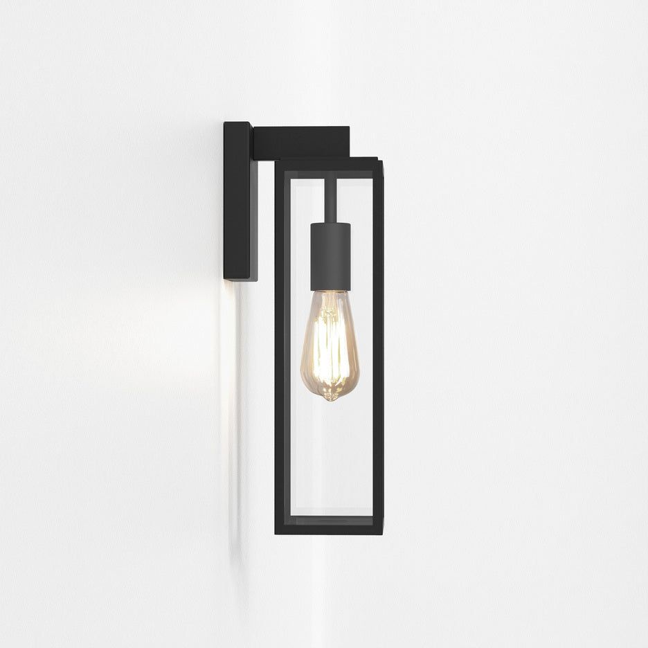 Harvard Lantern Outdoor Wall Light Fixture - Textured Black Finish IP44