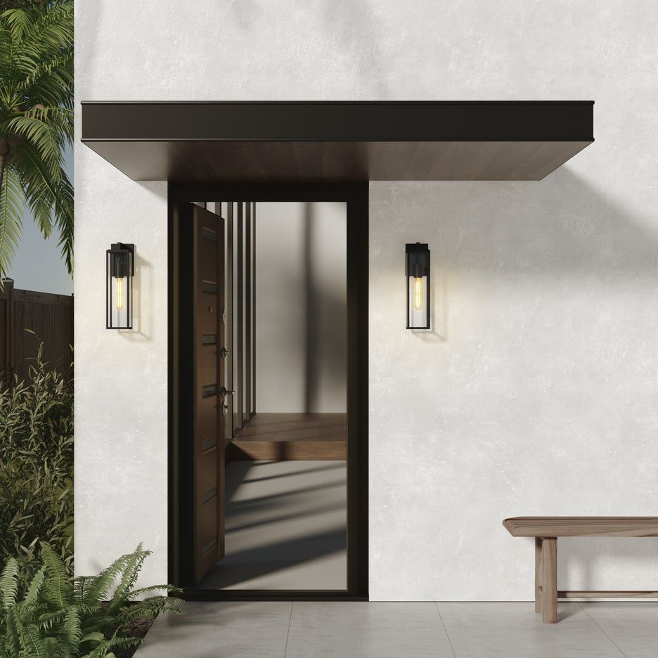 Harvard Lantern Outdoor Wall Light Fixture - Textured Black Finish IP44