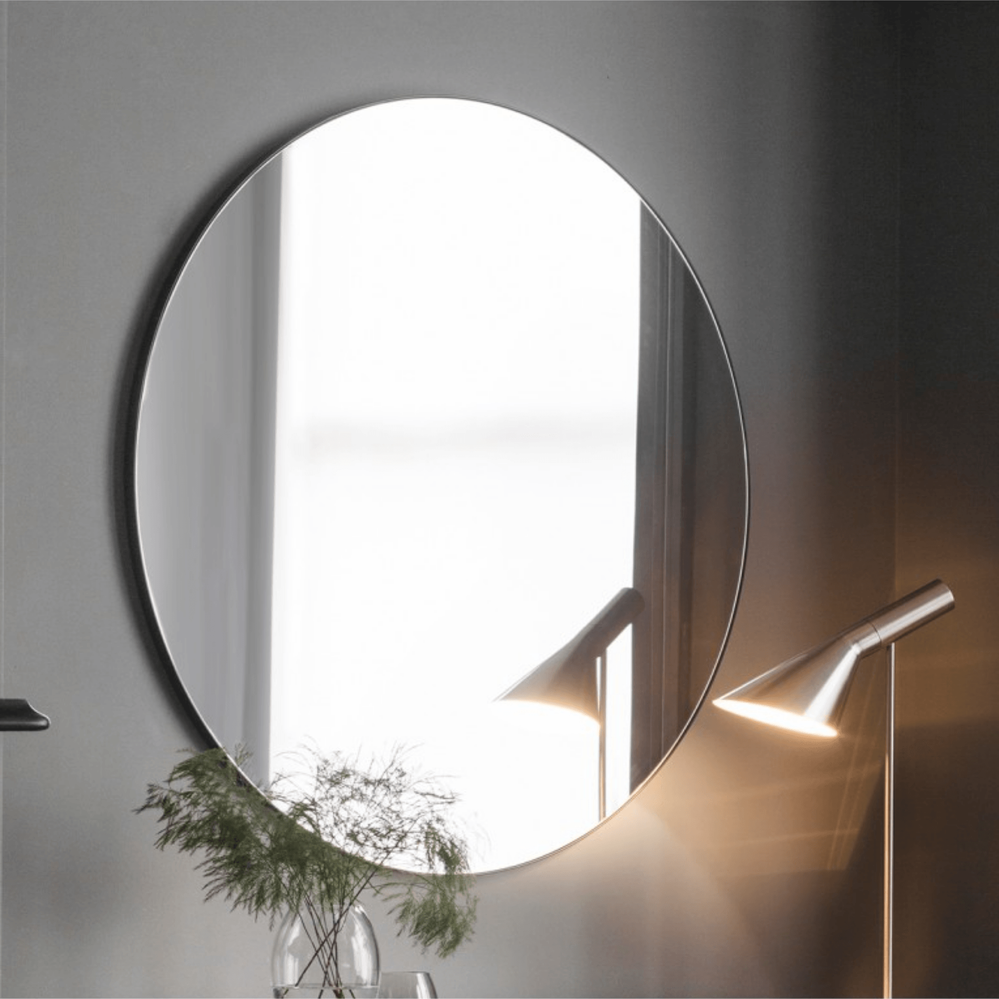 Hayle Round Mirror Black 100cm - Cusack Lighting