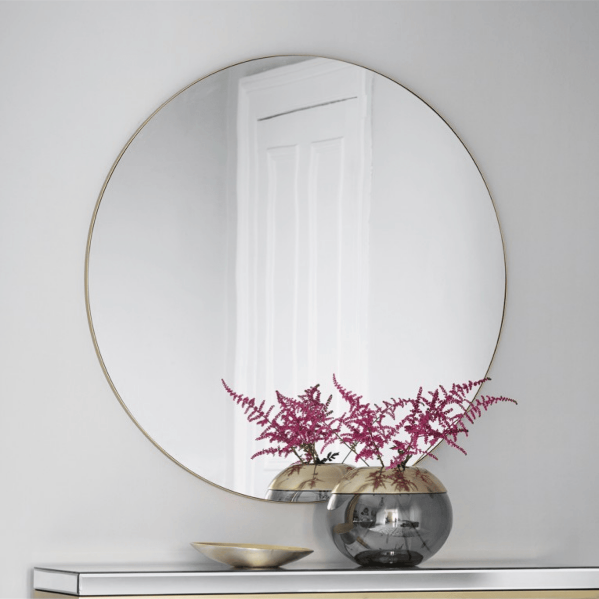 Hayle Round Mirror Champagne 100cm - Cusack Lighting