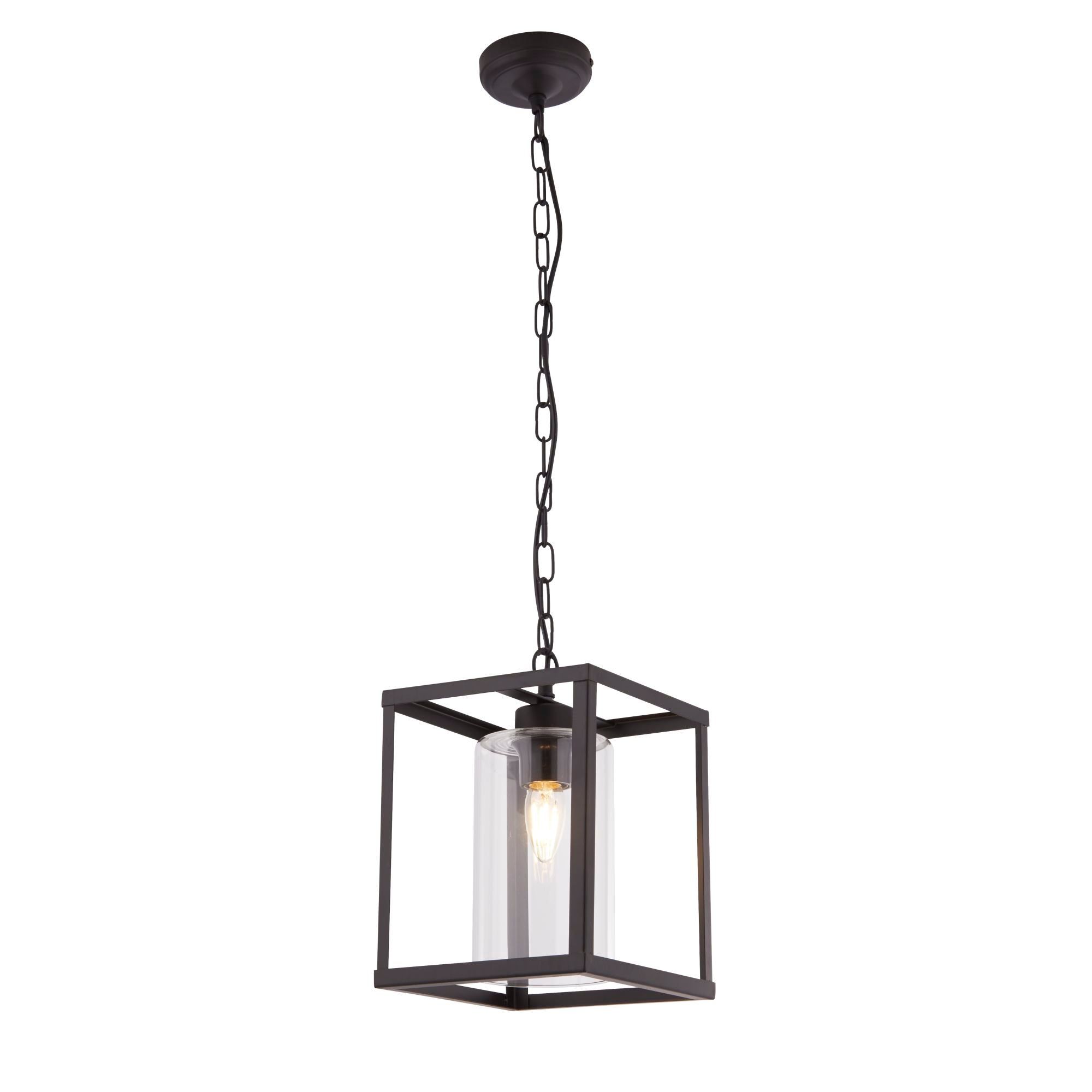 Helix Pendant Light - Black Metal & Clear Glass