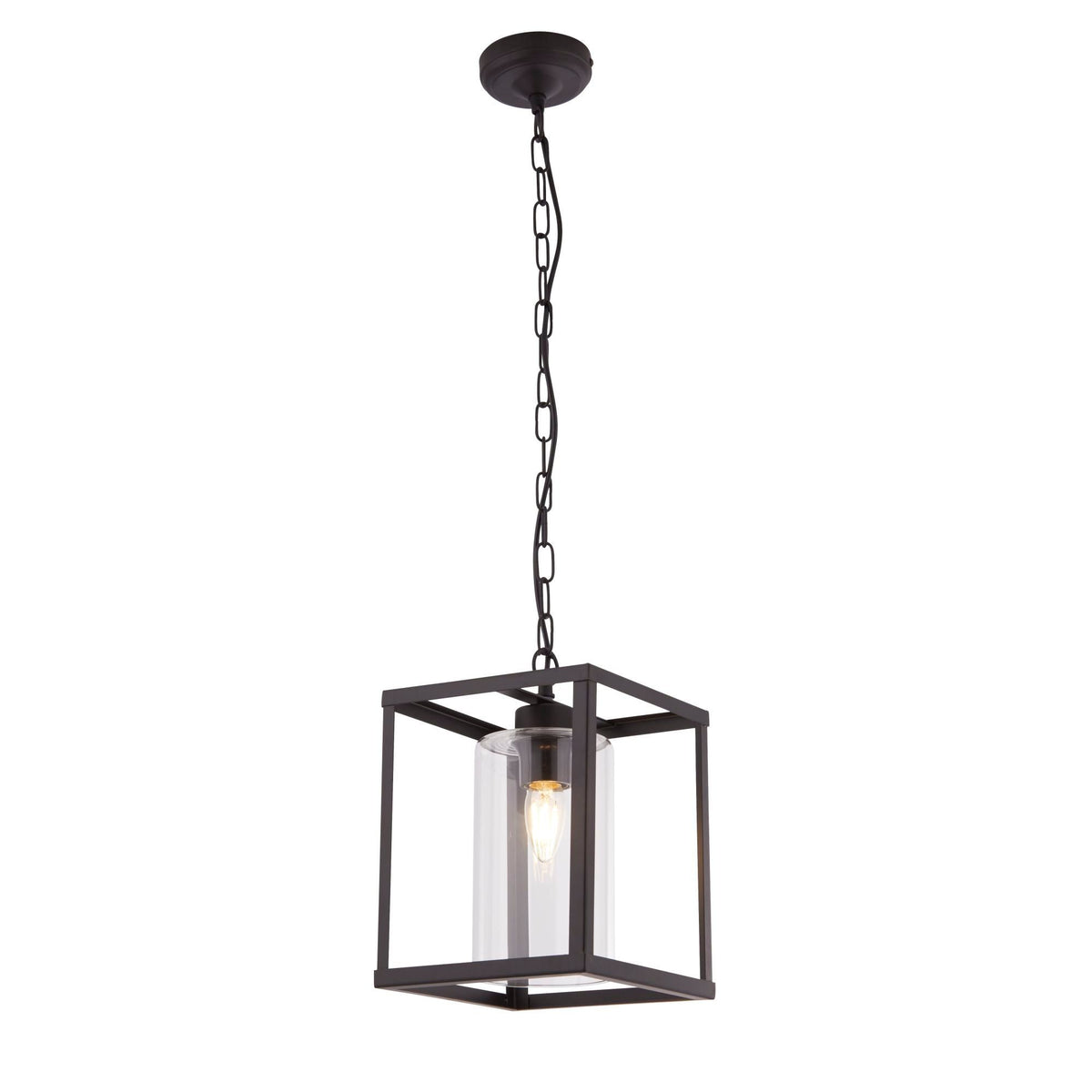 Helix Pendant Light - Black Metal & Clear Glass