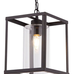 Helix Pendant Light - Black Metal & Clear Glass