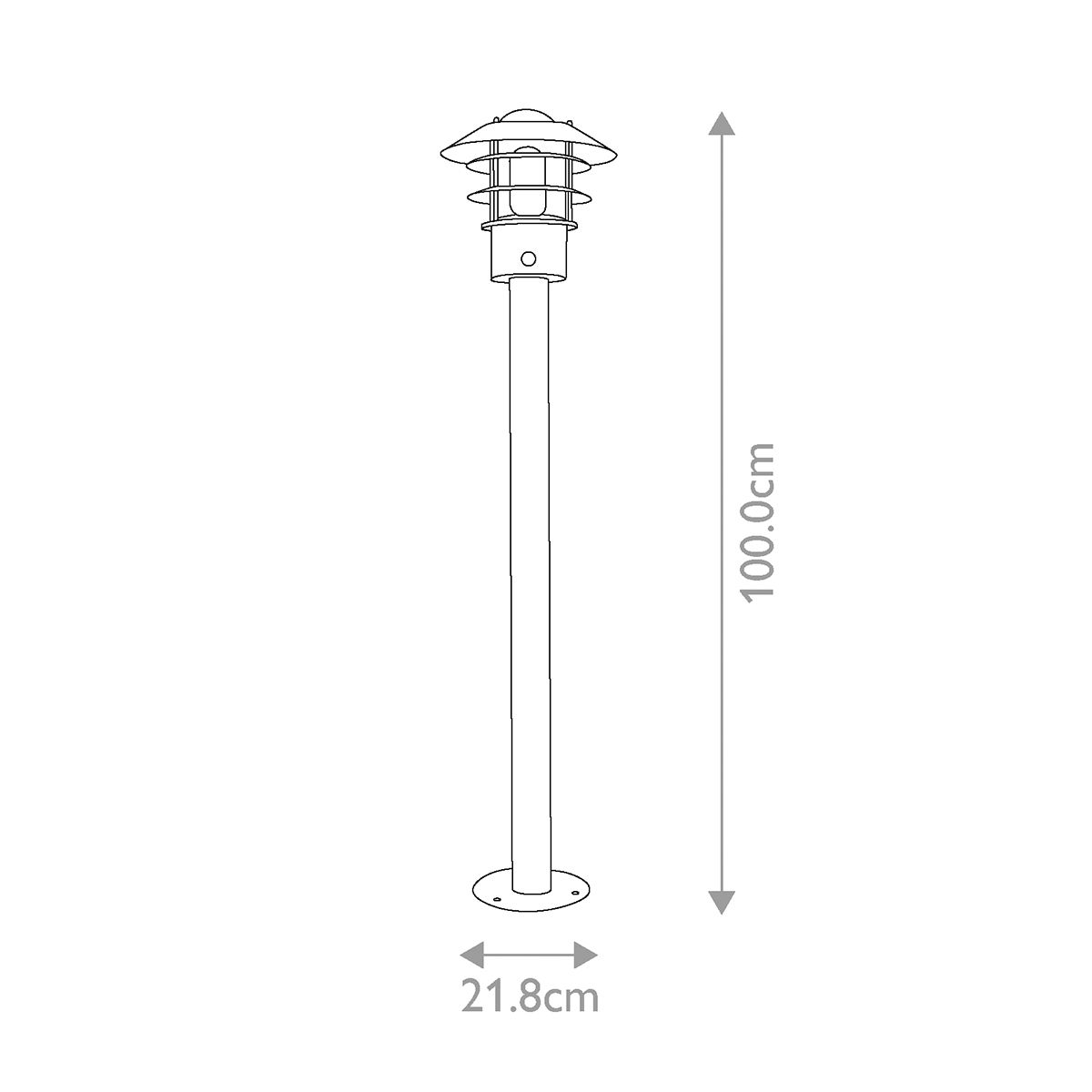 Helsingor 1 Light Bollard Lantern PIR - Silver IP44 E27