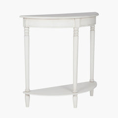 Heritage Pine Wood Half Moon Console K/D- White/Taupe Grey Finish