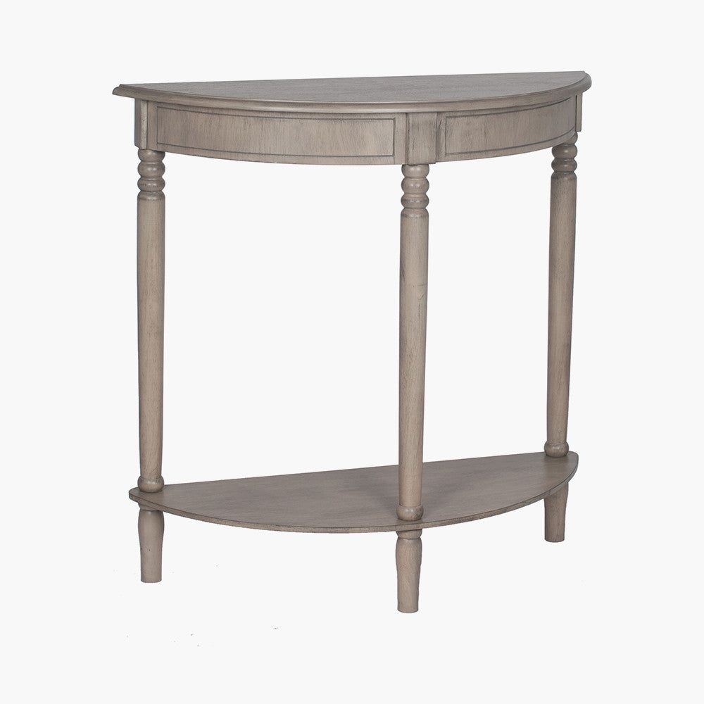 Heritage Pine Wood Half Moon Console K/D- Taupe Finish