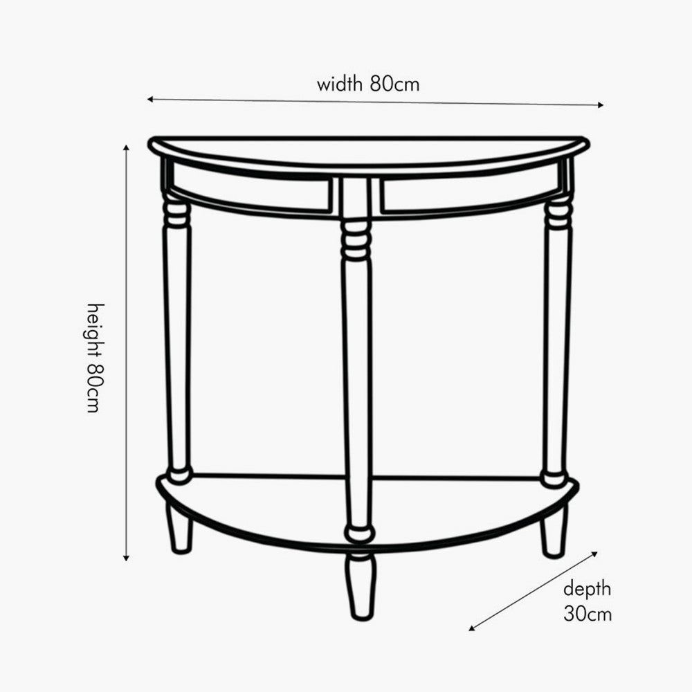 Heritage Pine Wood Half Moon Console K/D- Taupe Finish