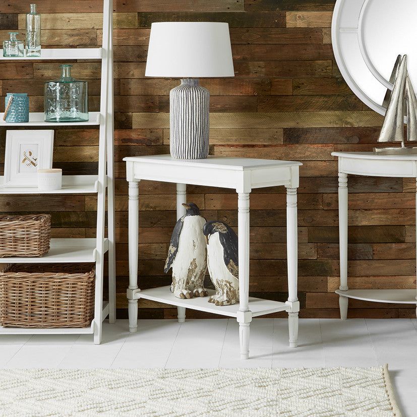 Heritage Pine Wood Rectangular Console K/D- White Finish