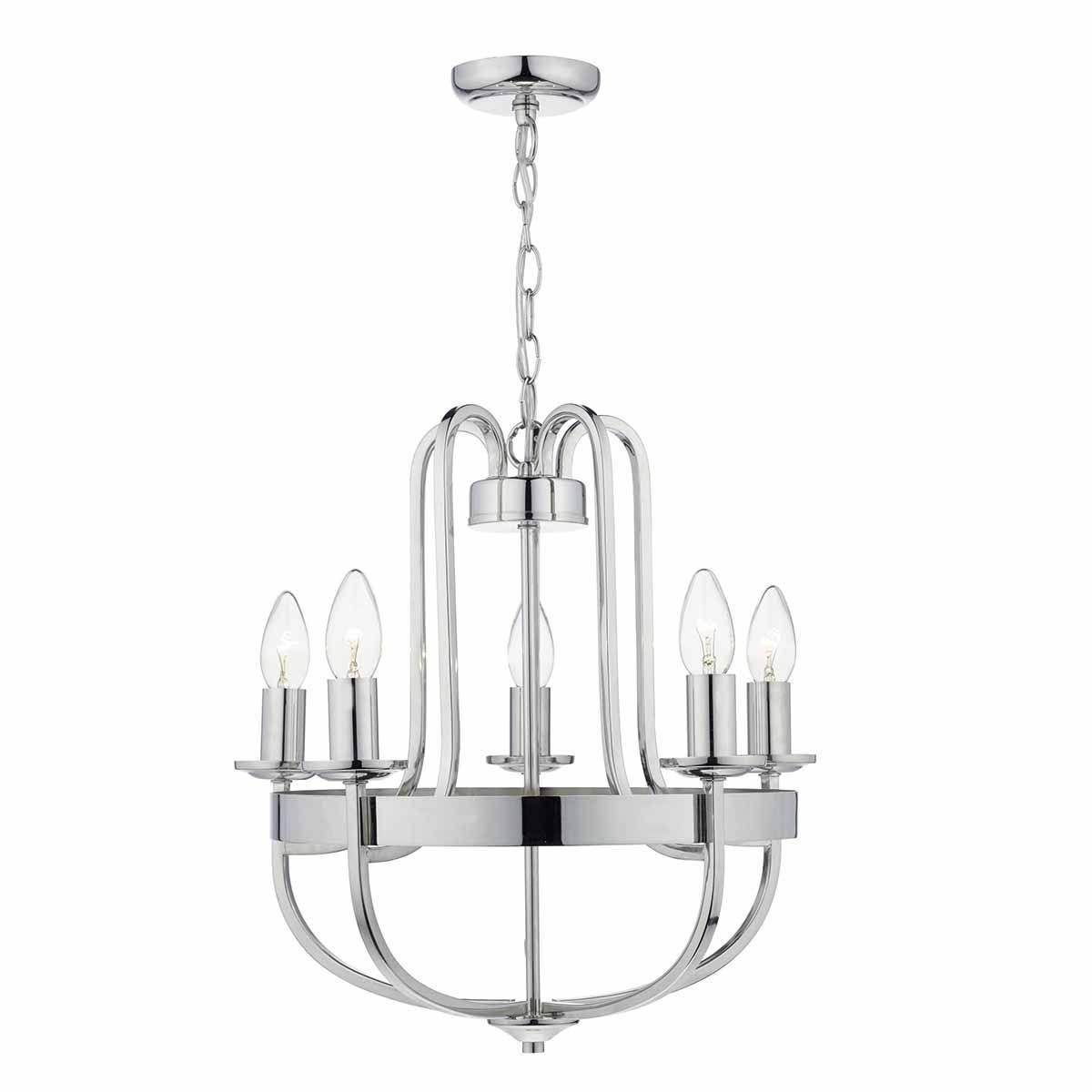 Dar Heythrope 5 Light Fitting Polished Nickel - Cusack Lighting