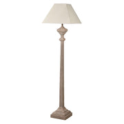 Prism Slim Wooden Carved Floor Lamp with Linen Shade E27