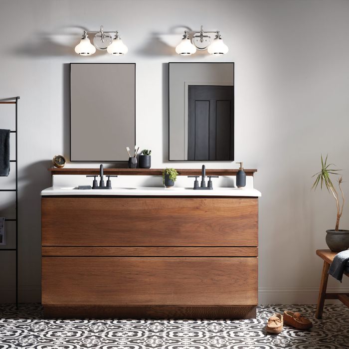 Ainsley 2/3 Light Wall Light Polished Chrome/Brushed Brass Finish IP44
