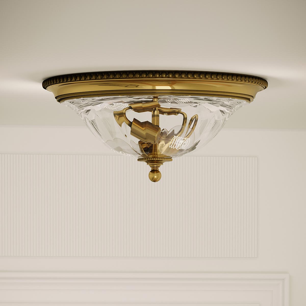 Cambridge 2 Light Flush - Burnished Brass E27