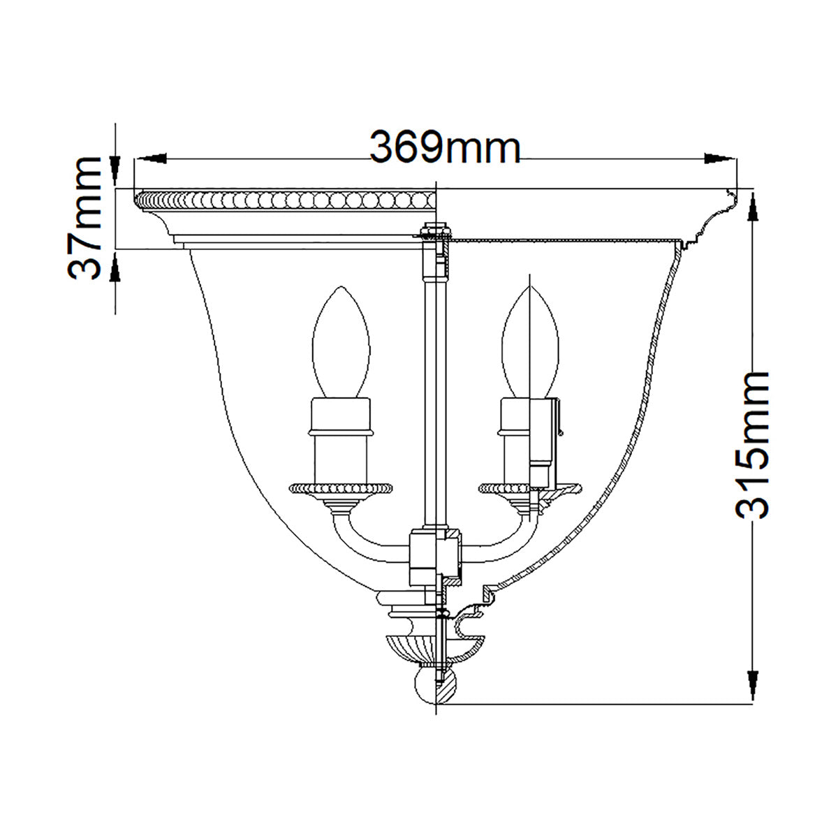 Cambridge 3 Light Flush - Burnished Brass E14