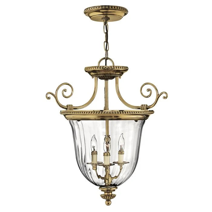 Cambridge 3 Light Small/Large Pendant - Burnished Brass