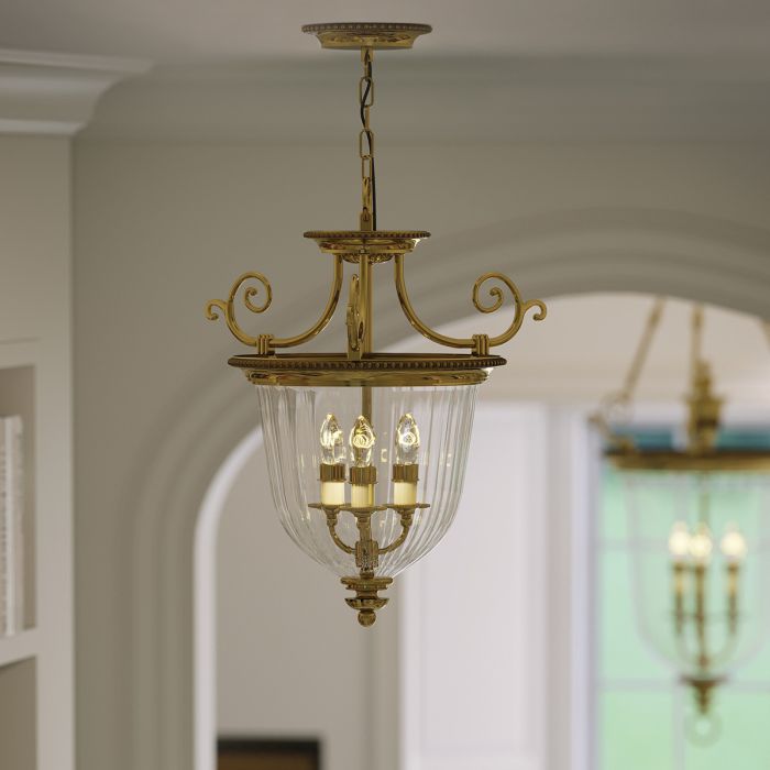 Cambridge 3 Light Small/Large Pendant - Burnished Brass